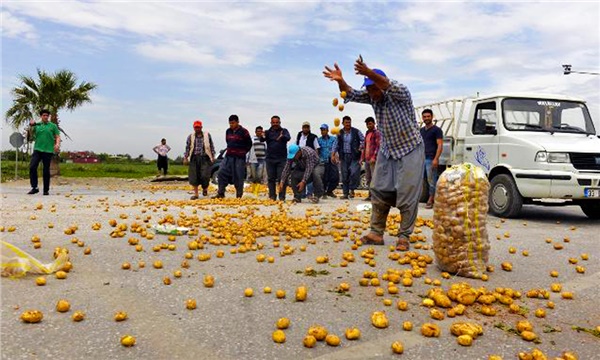 Patates üreticileri düşen fiyatları protesto etti Patates üreticileri düşen fiyatları protesto etti